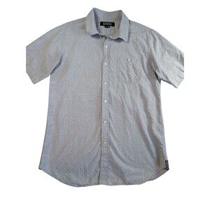 Ezekiel  100% Cotton Button Down Mens Shirt Size M Short Sleeve Silver